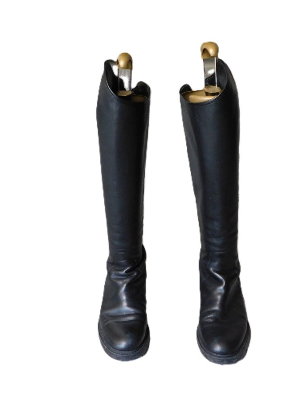 Gucci Smooth Black Leather Knee High Equestrian Boots | Back Zipper | GUC | 37/7